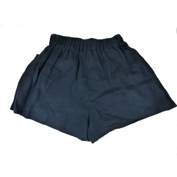 Sundays by We are Sundays Shorts Women S Blue High Rise Linen Utility Pocket NWT